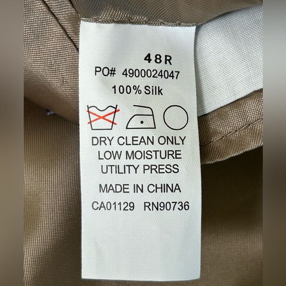 VTG Ralph By Ralph Lauren 48R 100% Silk Herringbone Blazer Jacket Sports Coat - Picture 9 of 12